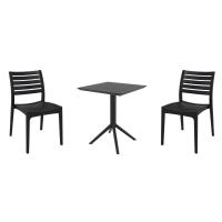 Ares Bistro Set with Sky 24" Square Folding Table Black S009114-BLA-