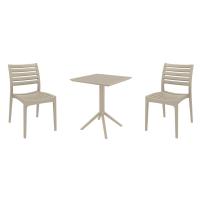 Ares Bistro Set with Sky 24" Square Folding Table Taupe S009114-DVR-