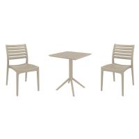 Ares Bistro Set with Sky 24" Square Folding Table Taupe S009114-DVR