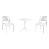 Ares Bistro Set with Sky 24" Square Folding Table White S009114-WHI