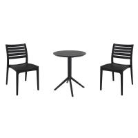 Ares Bistro Set with Sky 24" Round Folding Table Black S009121-BLA-