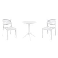 Ares Bistro Set with Sky 24" Round Folding Table White S009121-WHI-