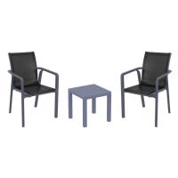 Pacific Balcony Set with Ocean Side Table Dark Gray and Black S023066-DGR-BLA