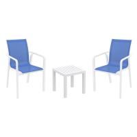 Pacific Balcony Set with Ocean Side Table White and Blue S023066-WHI-BLU