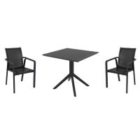 Pacific Dining Set with Sky 31" Square Table Black S023106-BLA-BLA