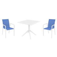 Pacific Dining Set with Sky 31" Square Table White and Blue S023106-WHI-BLU