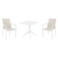 Pacific Dining Set with Sky 27" Square Table White and Taupe S023108-WHI-DVR