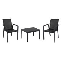 Pacific Balcony Set with Sky 24" Side Table Black S023109-BLA-BLA