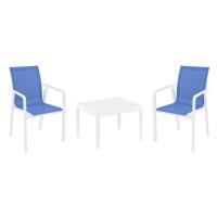 Pacific Balcony Set with Sky 24" Side Table White and Blue S023109-WHI-BLU