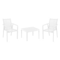 Pacific Balcony Set with Sky 24" Side Table White S023109-WHI-WHI