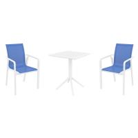 Pacific Bistro Set with Sky 24" Square Folding Table White and Blue S023114-WHI-BLU - 1