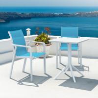 Pacific Bistro Set with Sky 24" Square Folding Table White and Turquoise S023114-WHI-TRQ