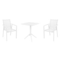 Pacific Bistro Set with Sky 24" Square Folding Table White S023114-WHI-WHI - 1