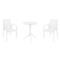 Pacific Bistro Set with Sky 24" Round Folding Table White S023121-WHI-WHI