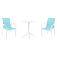 Pacific Bistro Set with Octopus 24" Round Table White and Turquoise S023160-WHI-TRQ