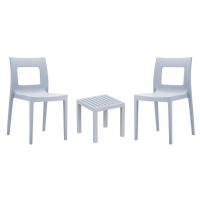 Lucca Conversation Set with Ocean Side Table Silver Gray S026066-SIL