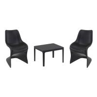 Bloom Conversation Set with Sky 24" Side Table Black S048109-BLA