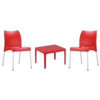Vita Conversation Set with Sky 24" Side Table Red S049109-RED