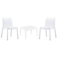 Vita Conversation Set with Sky 24" Side Table White S049109-WHI