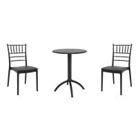 Josephine Bistro Set with Octopus 24" Round Table Black S050160-BLA