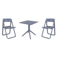 Dream Dining Set with Sky 27" Square Table Dark Gray S079108-DGR-