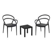 Mila Conversation Set with Ocean Side Table Black S085066-BLA