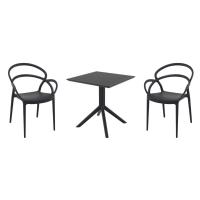 Mila Dining Set with Sky 27" Square Table Black S085108-BLA
