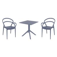 Mila Dining Set with Sky 27" Square Table Dark Gray S085108-DGR