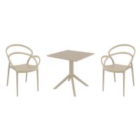 Mila Dining Set with Sky 27" Square Table Taupe S085108-DVR-