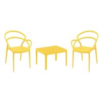 Mila Conversation Set with Sky 24" Side Table Yellow S085109-YEL