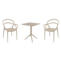 Mila Bistro Set with Sky 24" Square Folding Table Taupe S085114-DVR-
