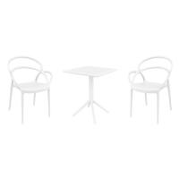 Mila Bistro Set with Sky 24" Square Folding Table White S085114-WHI-
