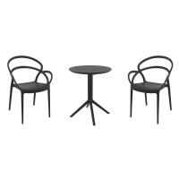 Mila Bistro Set with Sky 24" Round Folding Table Black S085121-BLA