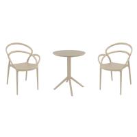 Mila Bistro Set with Sky 24" Round Folding Table Taupe S085121-DVR