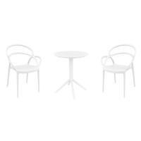 Mila Bistro Set with Sky 24" Round Folding Table White S085121-WHI-
