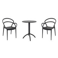 Mila Bistro Set with Octopus 24" Round Table Black S085160-BLA