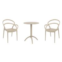 Mila Bistro Set with Octopus 24" Round Table Taupe S085160-DVR-