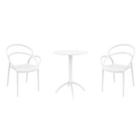 Mila Bistro Set with Octopus 24" Round Table White S085160-WHI