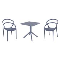 Pia Dining Set with Sky 27" Square Table Dark Gray S086108-DGR-