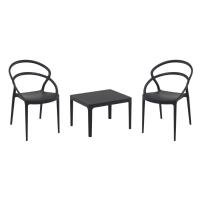 Pia Conversation Set with Sky 24" Side Table Black S086109-BLA-