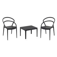 Pia Conversation Set with Sky 24" Side Table Black S086109-BLA