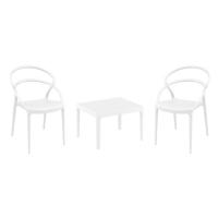 Pia Conversation Set with Sky 24" Side Table White S086109-WHI-
