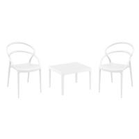 Pia Conversation Set with Sky 24" Side Table White S086109-WHI