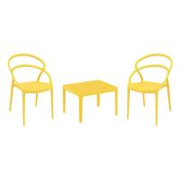 Pia Conversation Set with Sky 24" Side Table Yellow S086109-YEL