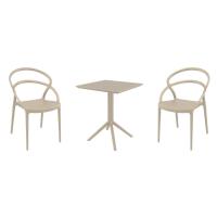 Pia Bistro Set with Sky 24" Square Folding Table Taupe S086114-DVR