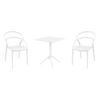 Pia Bistro Set with Sky 24" Square Folding Table White S086114-WHI-