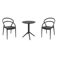 Pia Bistro Set with Sky 24" Round Folding Table Black S086121-BLA