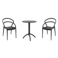 Pia Bistro Set with Octopus 24" Round Table Black S086160-BLA-
