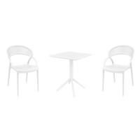 Sunset Bistro Set with Sky 24" Square Folding Table White S088114-WHI-
