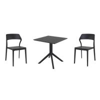 Snow Dining Set with Sky 27" Square Table Black S092108-BLA